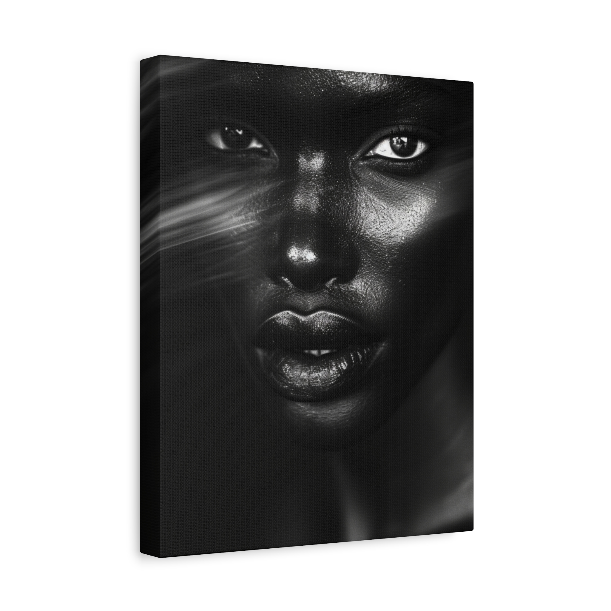 Striking Black Elegance Gaze Portrait Canvas - Image 10