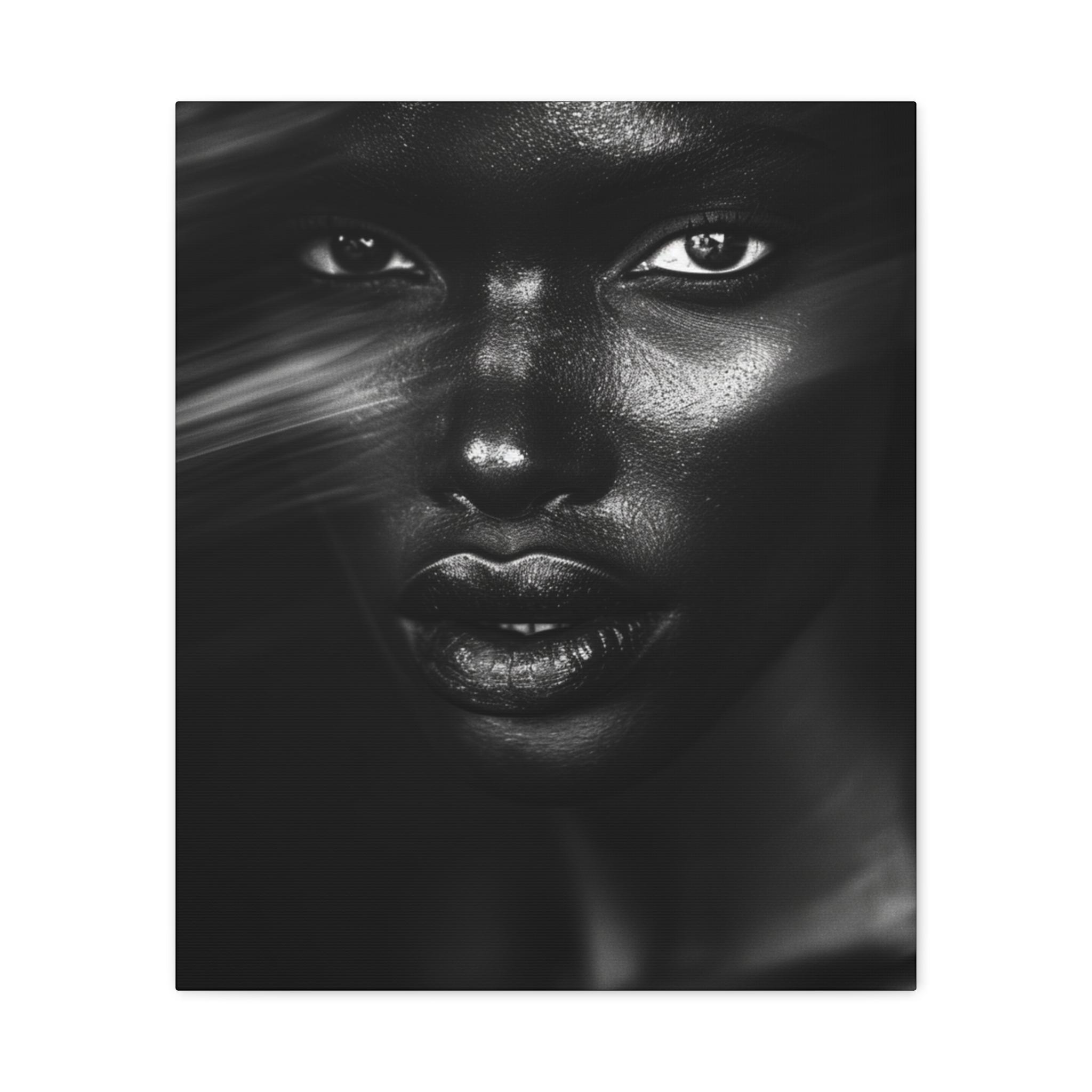 Striking Black Elegance Gaze Portrait Canvas - Image 33