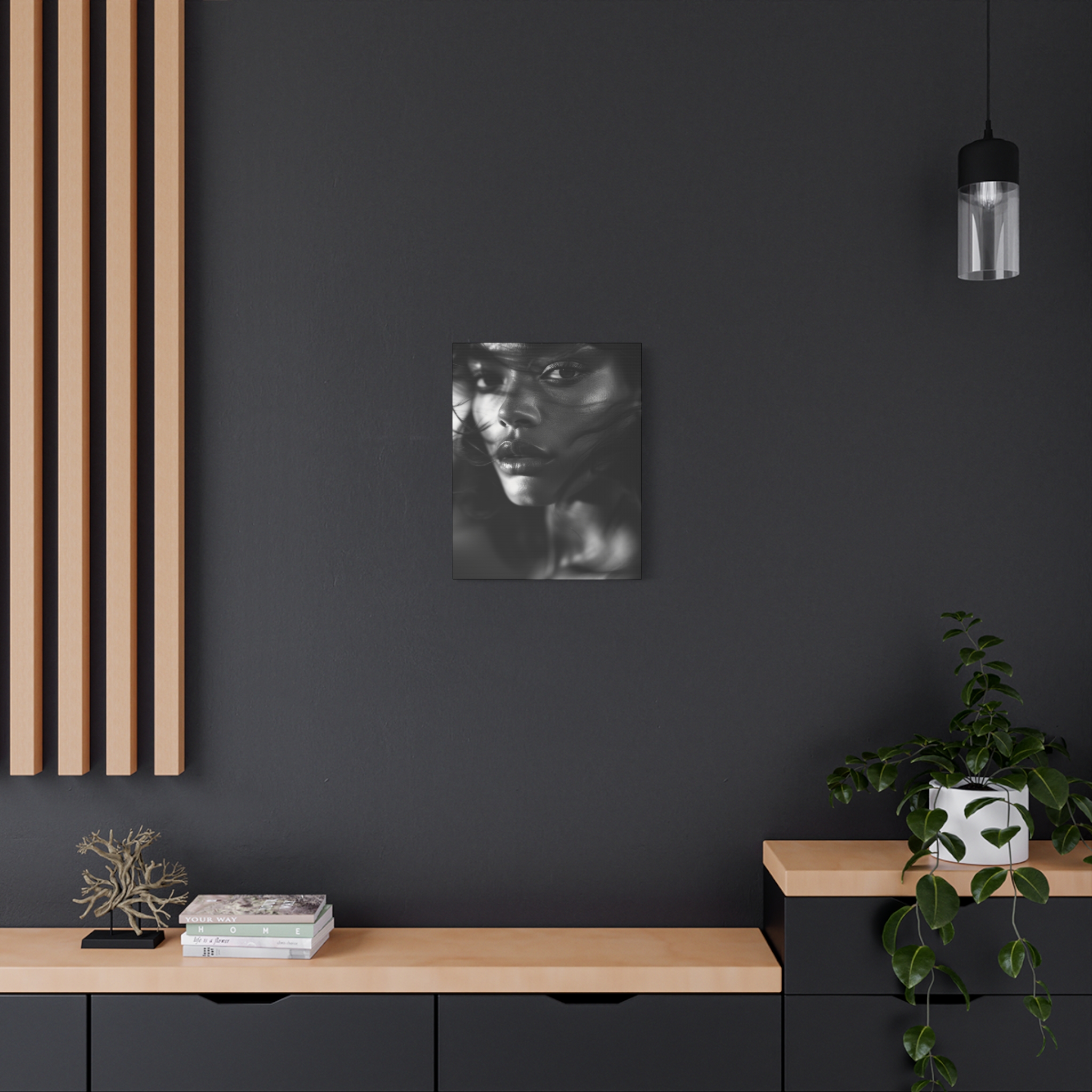 Profound Intensity Black & White Portrait Matte Canvas Print — Wall Art - Image 4