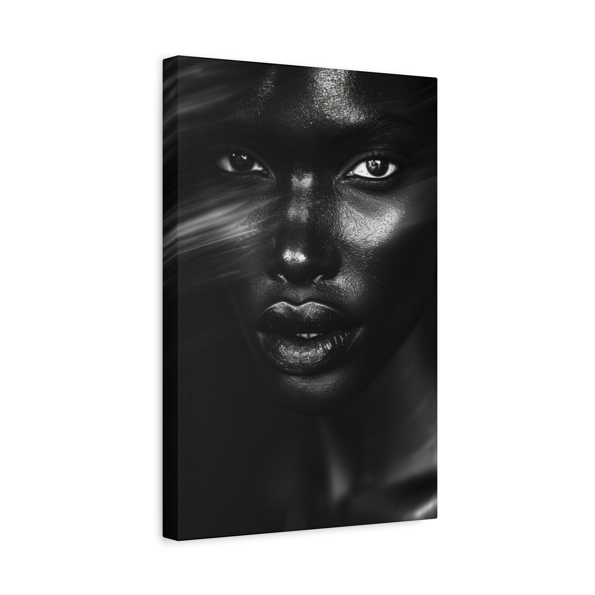 Striking Black Elegance Gaze Portrait Canvas - Image 18