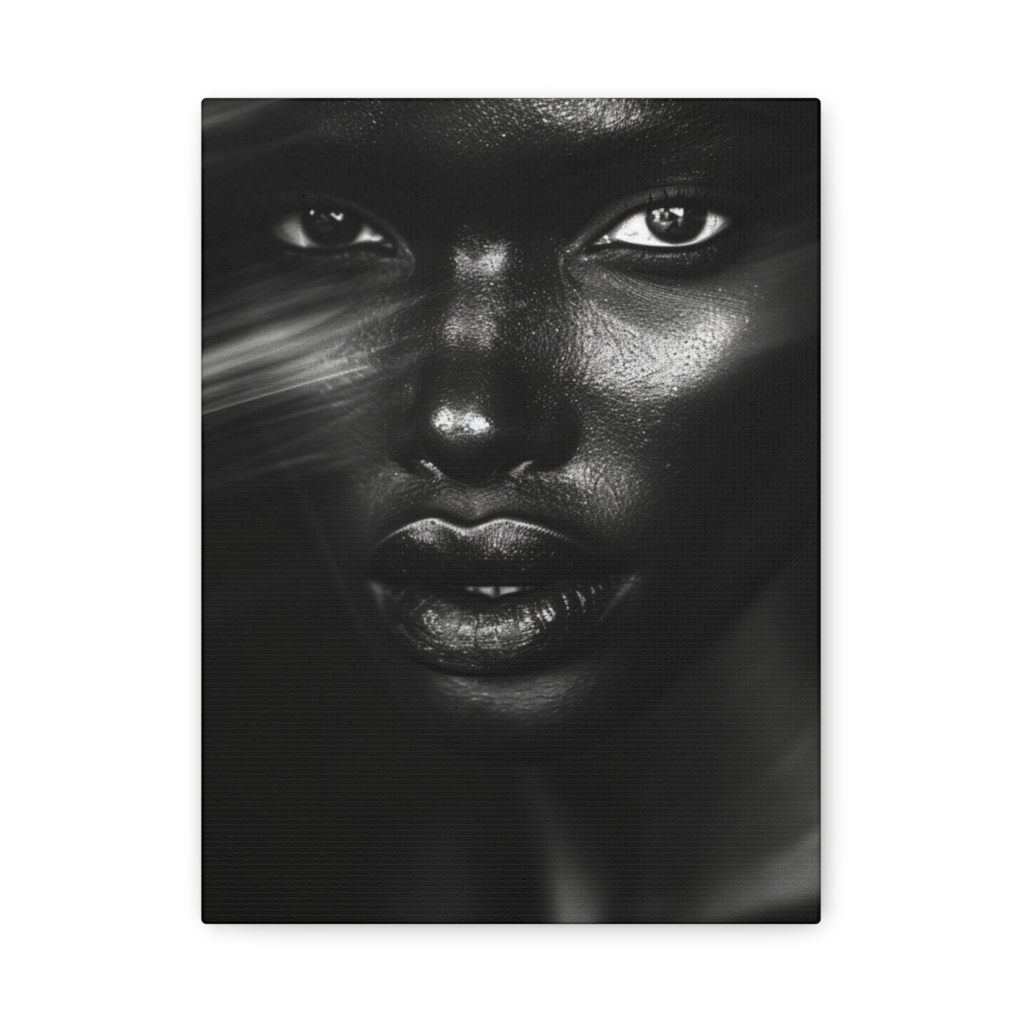 Striking Black Elegance Gaze Portrait Canvas - Image 5