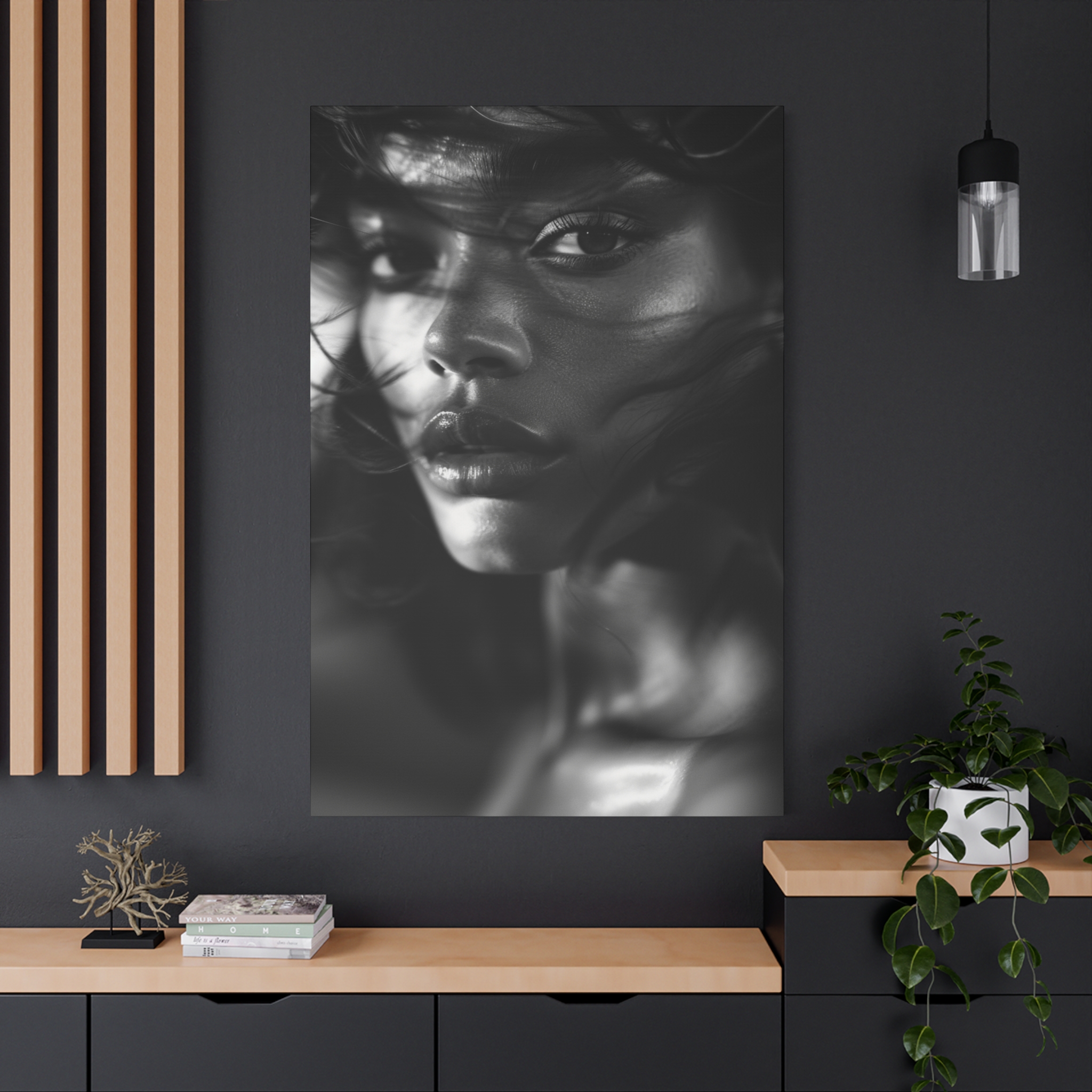 Profound Intensity Black & White Portrait Matte Canvas Print — Wall Art - Image 44