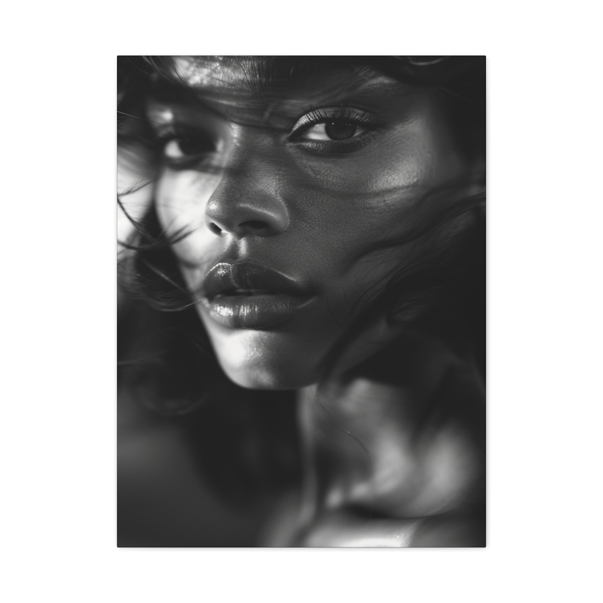 Profound Intensity Black & White Portrait Matte Canvas Print — Wall Art - Image 21