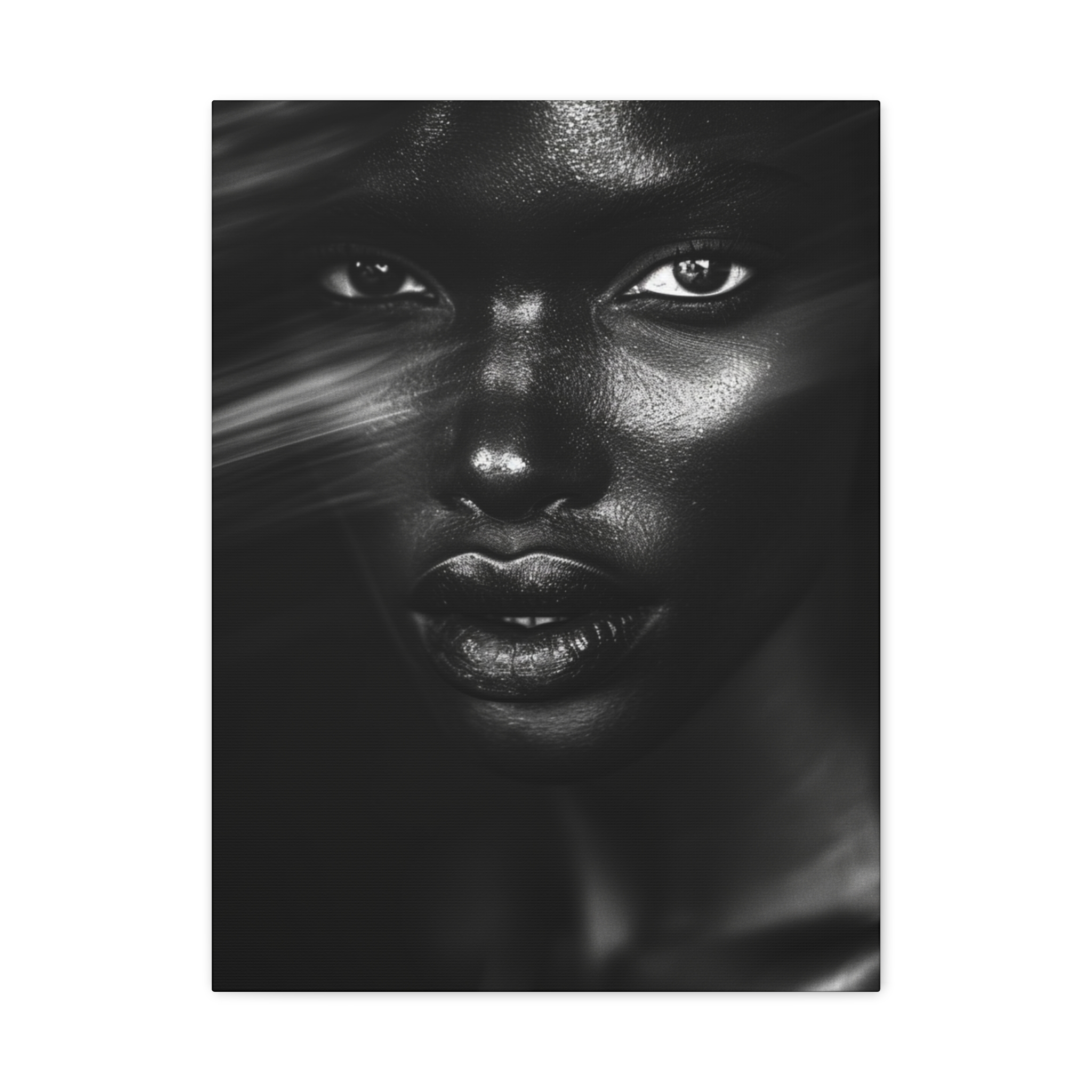 Striking Black Elegance Gaze Portrait Canvas - Image 29