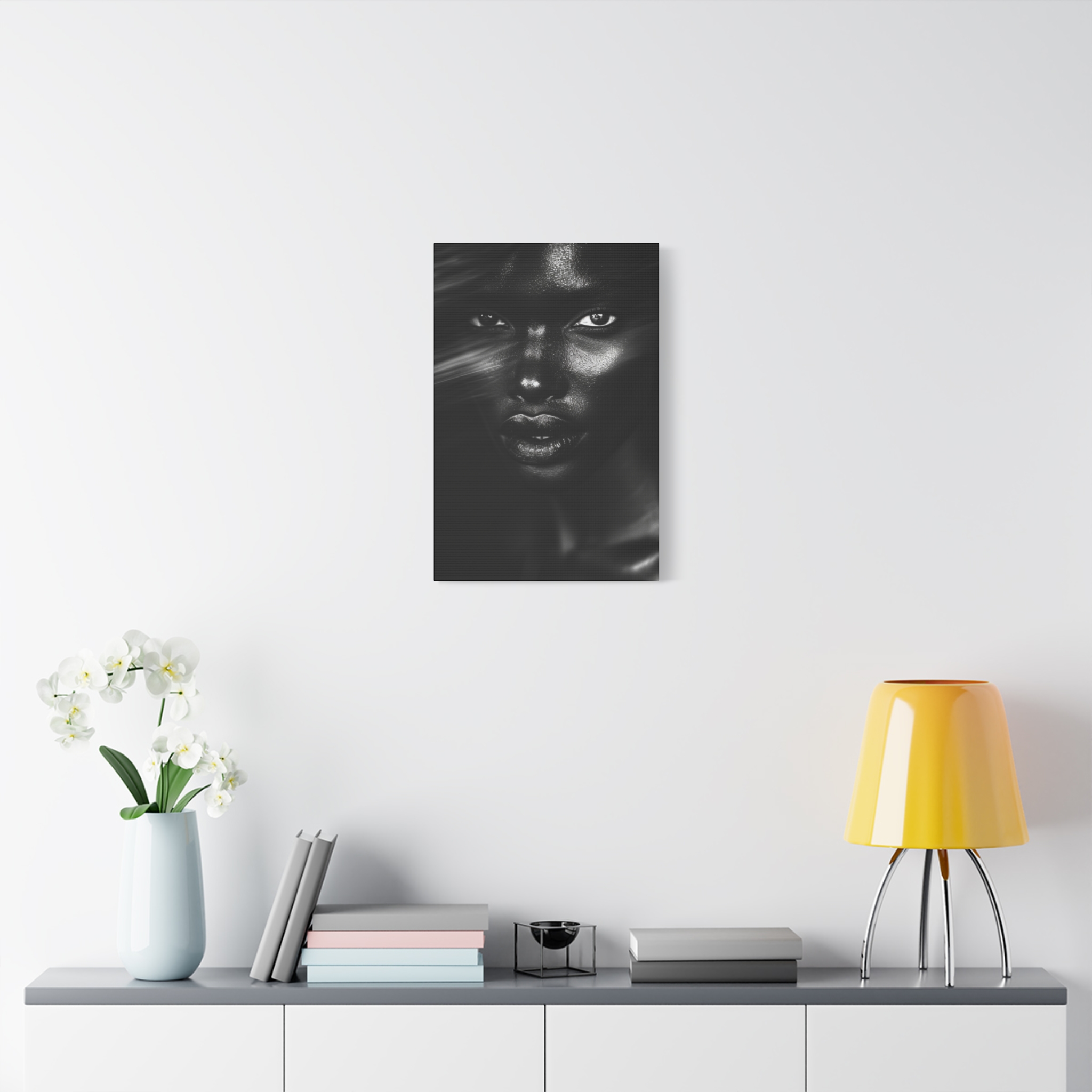 Striking Black Elegance Gaze Portrait Canvas - Image 27