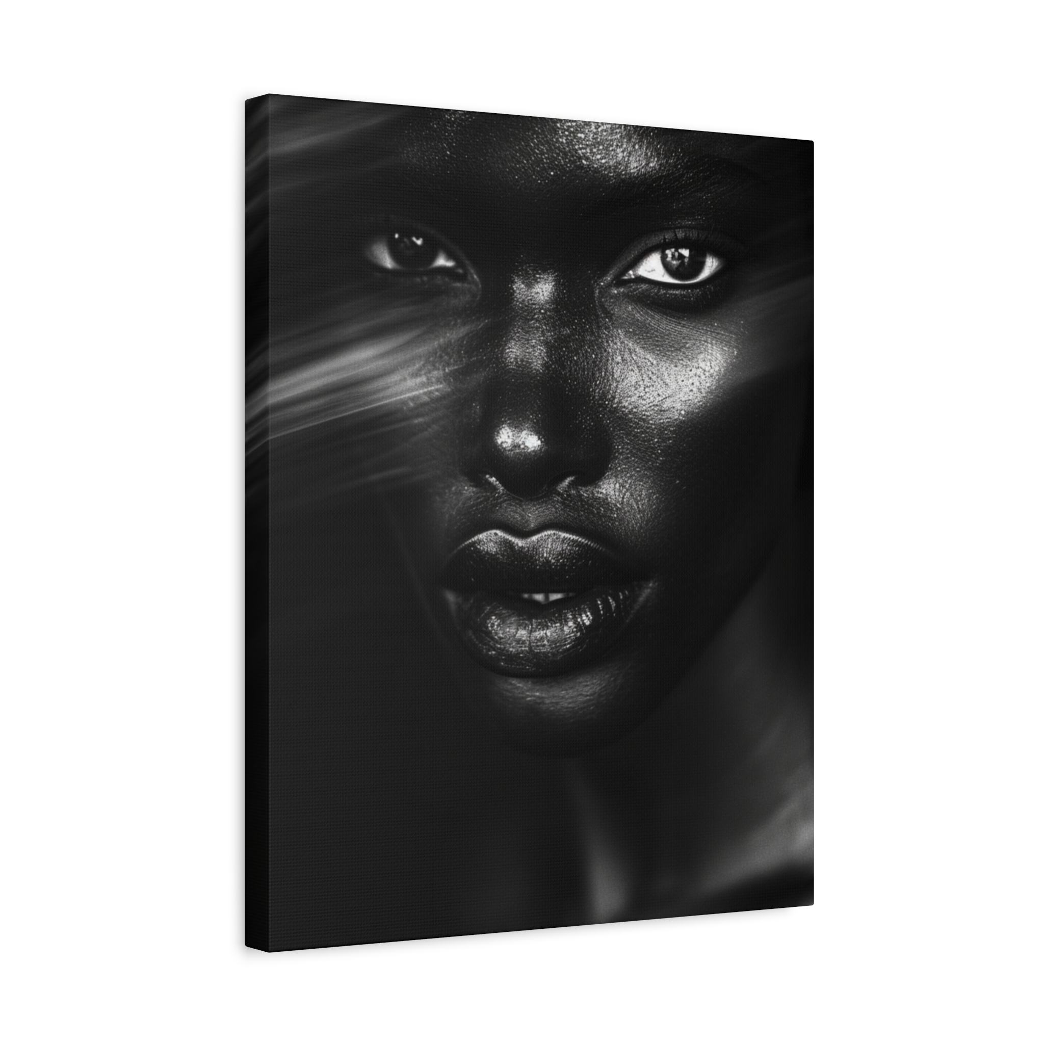 Striking Black Elegance Gaze Portrait Canvas - Image 22