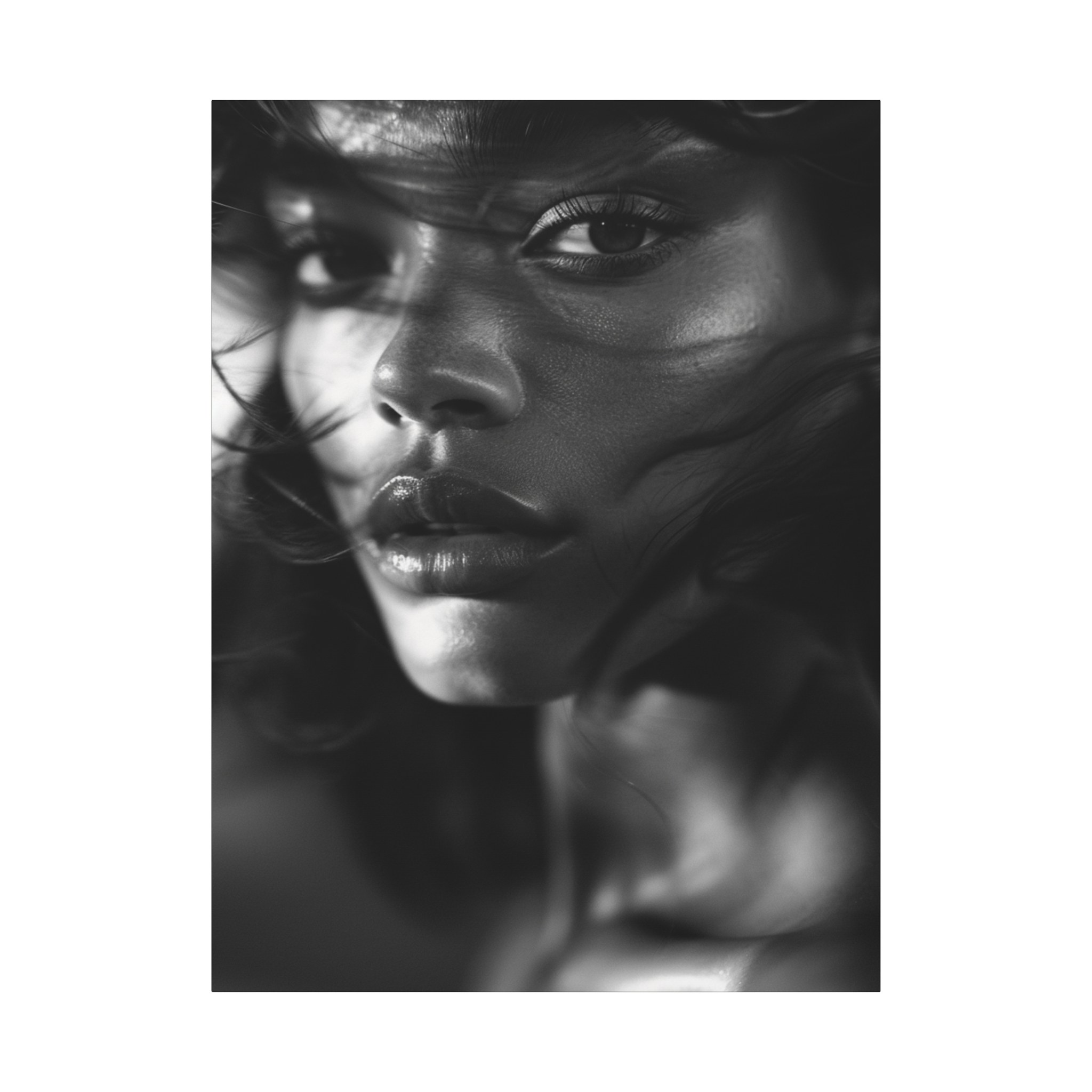 Profound Intensity Black & White Portrait Matte Canvas Print — Wall Art - Image 37