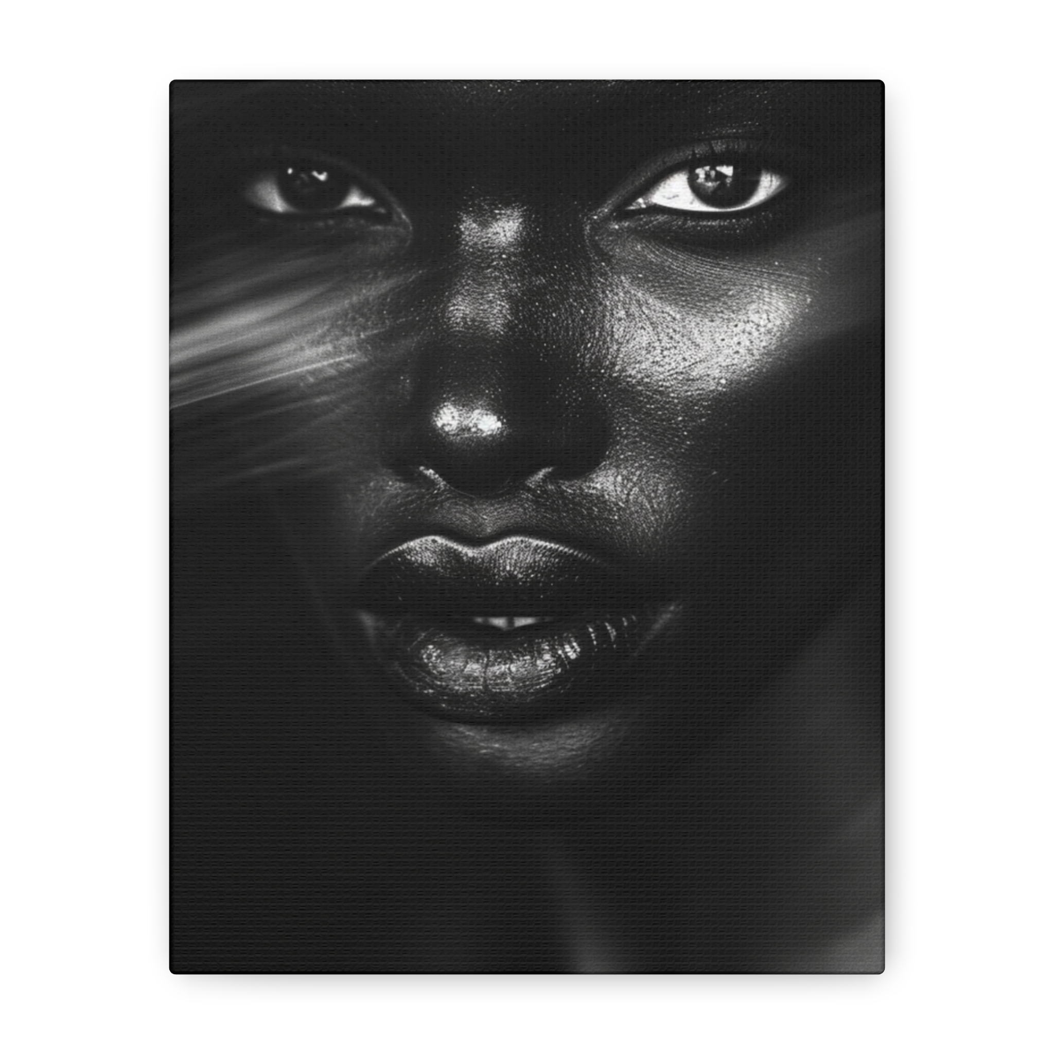 Striking Black Elegance Gaze Portrait Canvas