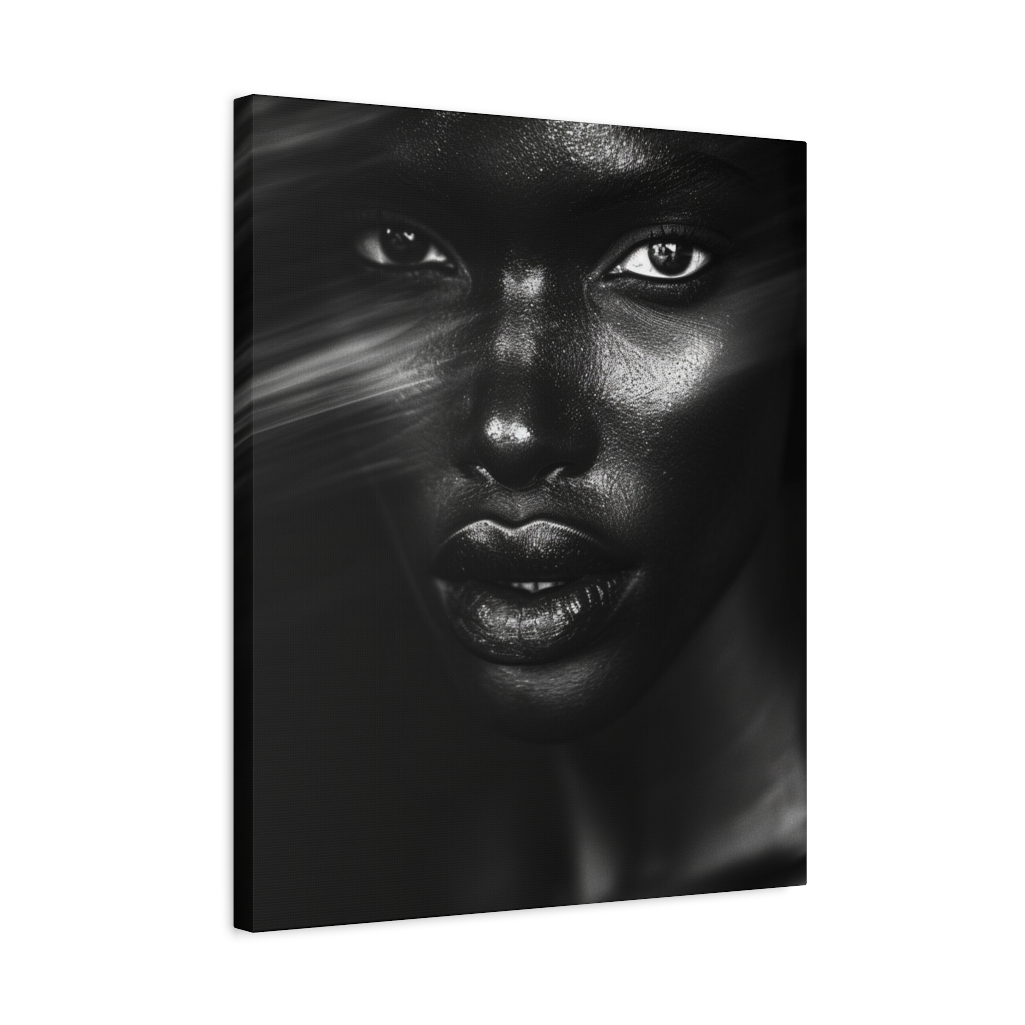 Striking Black Elegance Gaze Portrait Canvas - Image 34