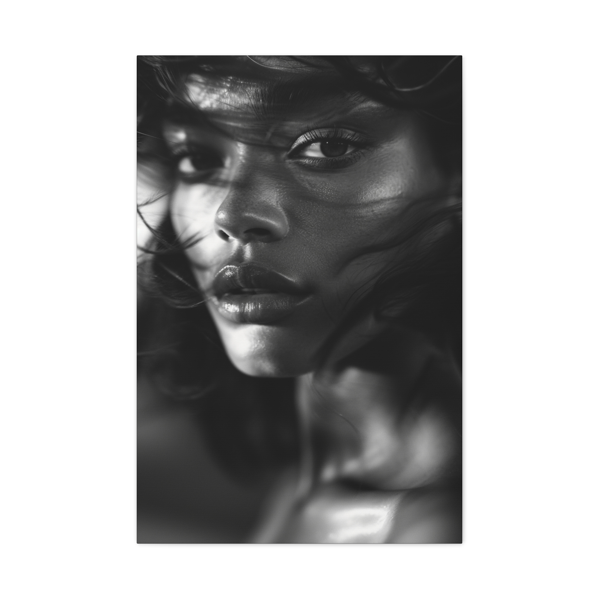 Profound Intensity Black & White Portrait Matte Canvas Print — Wall Art - Image 25