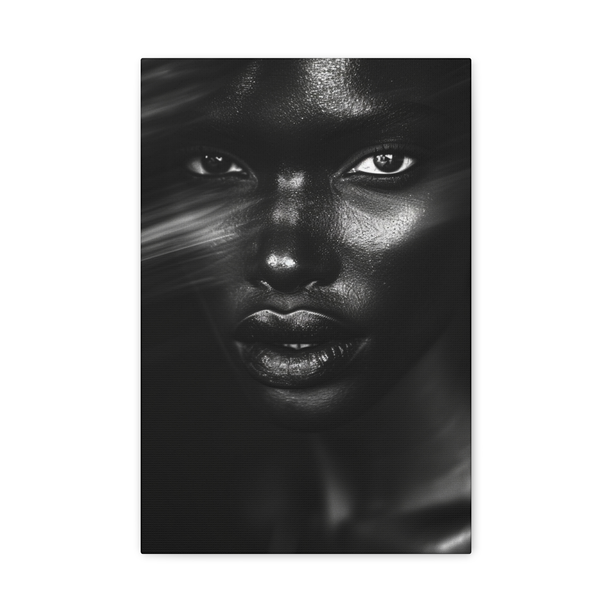 Striking Black Elegance Gaze Portrait Canvas - Image 17