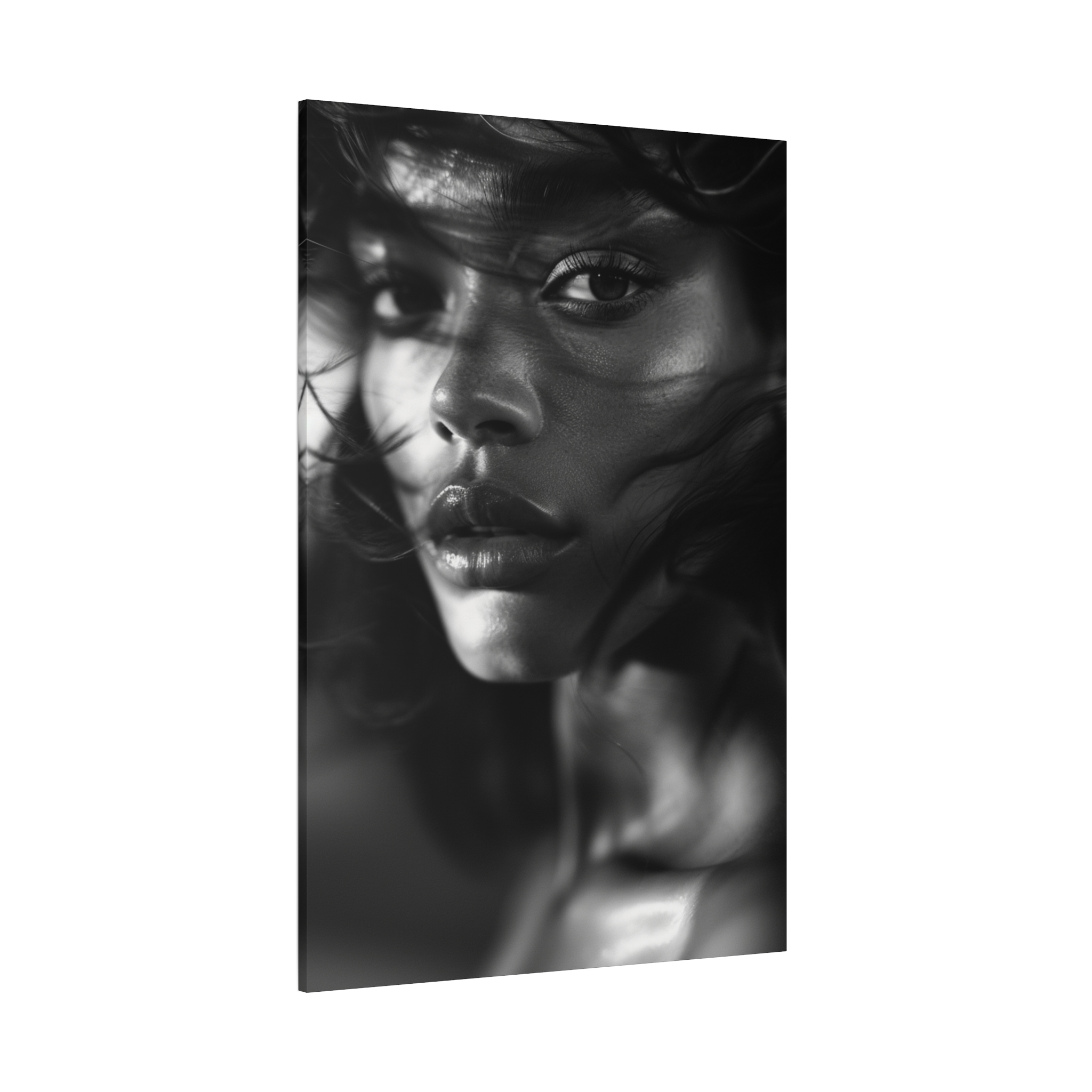 Profound Intensity Black & White Portrait Matte Canvas Print — Wall Art - Image 42