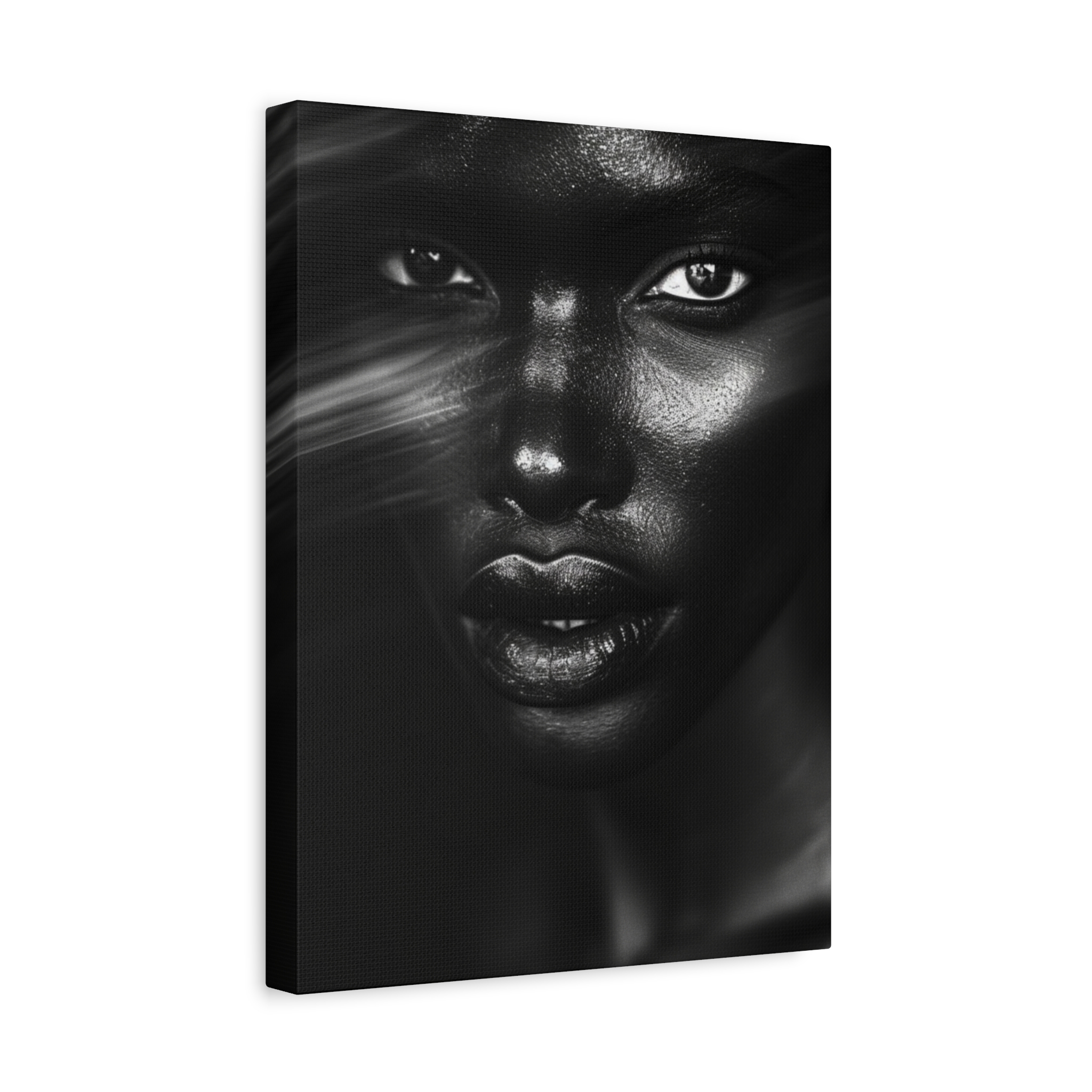 Striking Black Elegance Gaze Portrait Canvas - Image 14