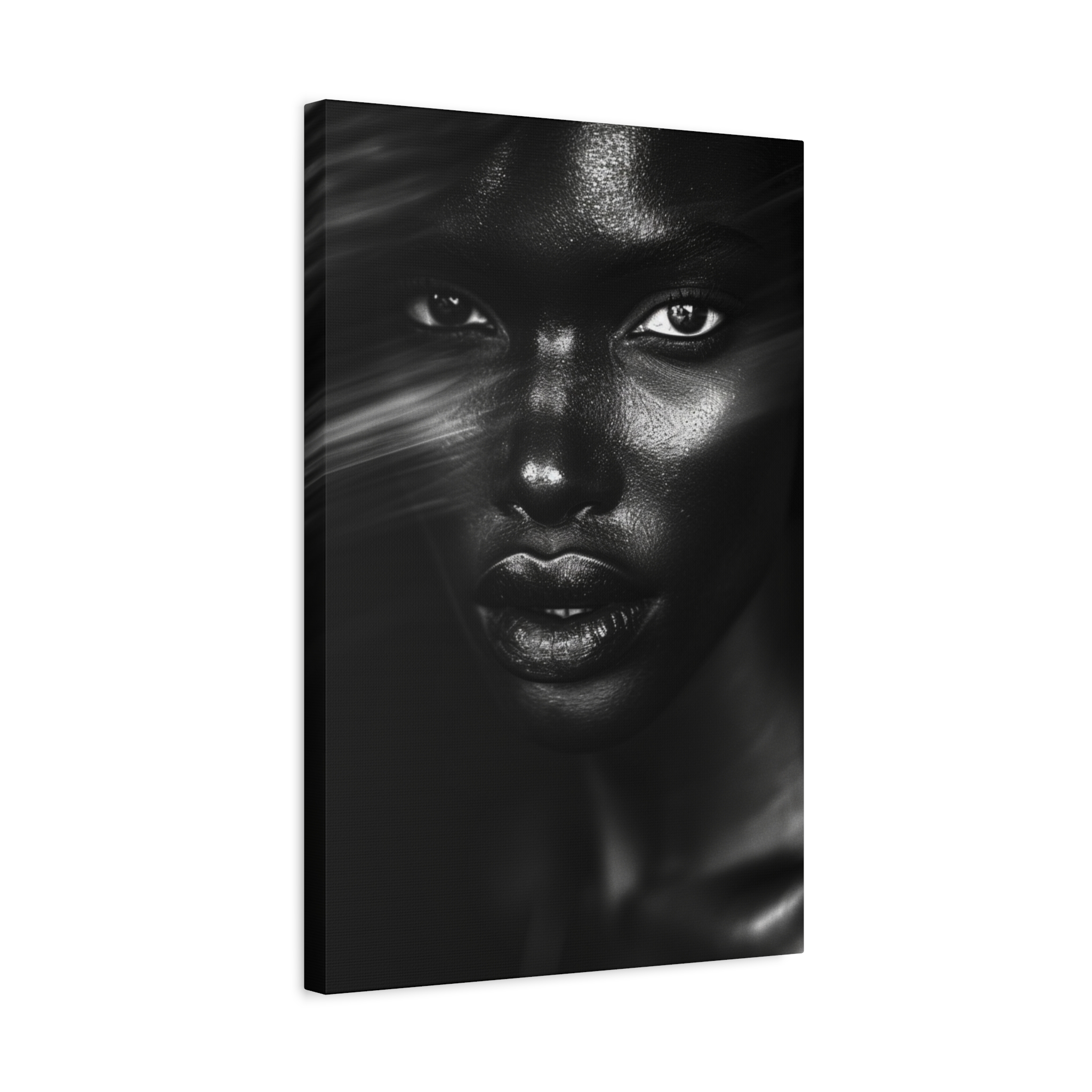 Striking Black Elegance Gaze Portrait Canvas - Image 26