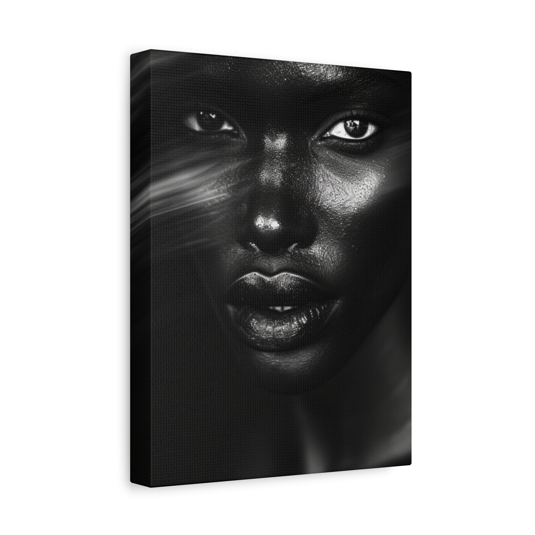 Striking Black Elegance Gaze Portrait Canvas - Image 6