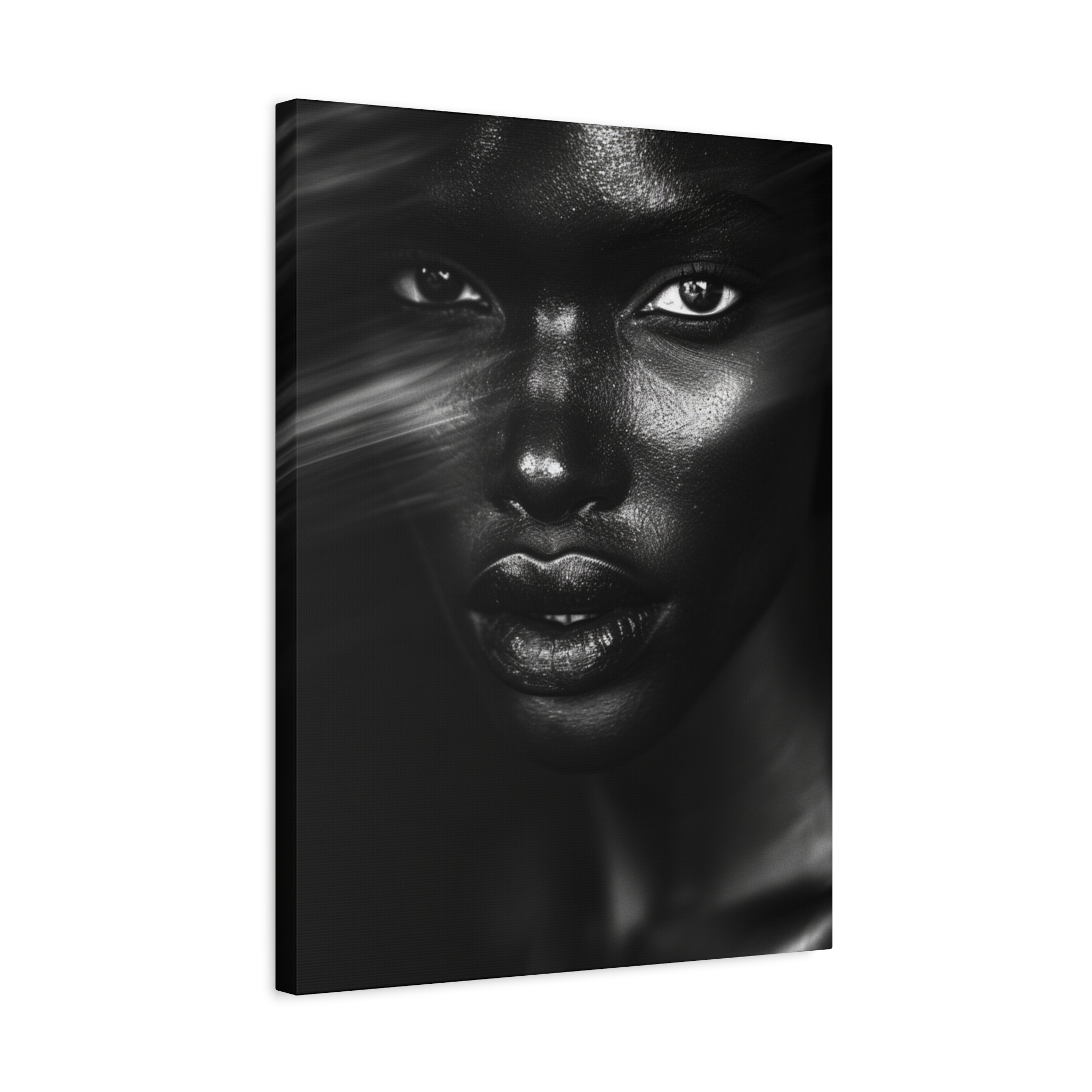 Striking Black Elegance Gaze Portrait Canvas - Image 30