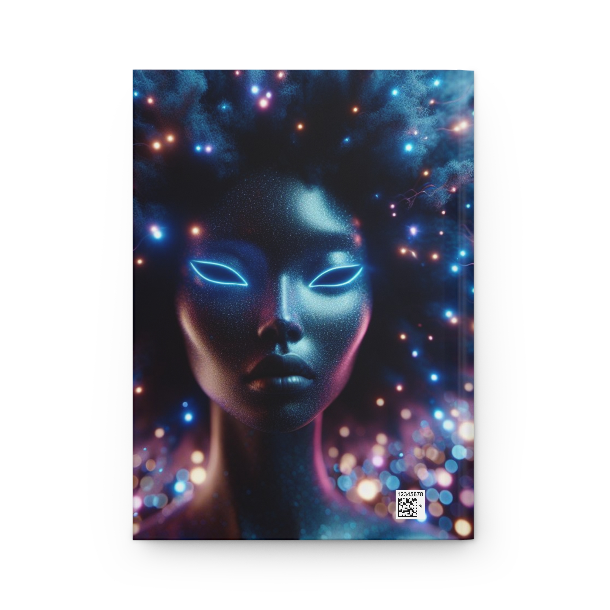 Low Glow Neon Futuristic Muse Hardcover Journal — Neon Galaxy Portrait Notebook for Creatives - Image 2