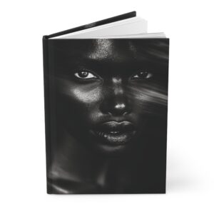 Striking Black Elegance Gaze Portrait Hardcover Journal — Luxe Matte Artistic Notebook for Photography Lovers