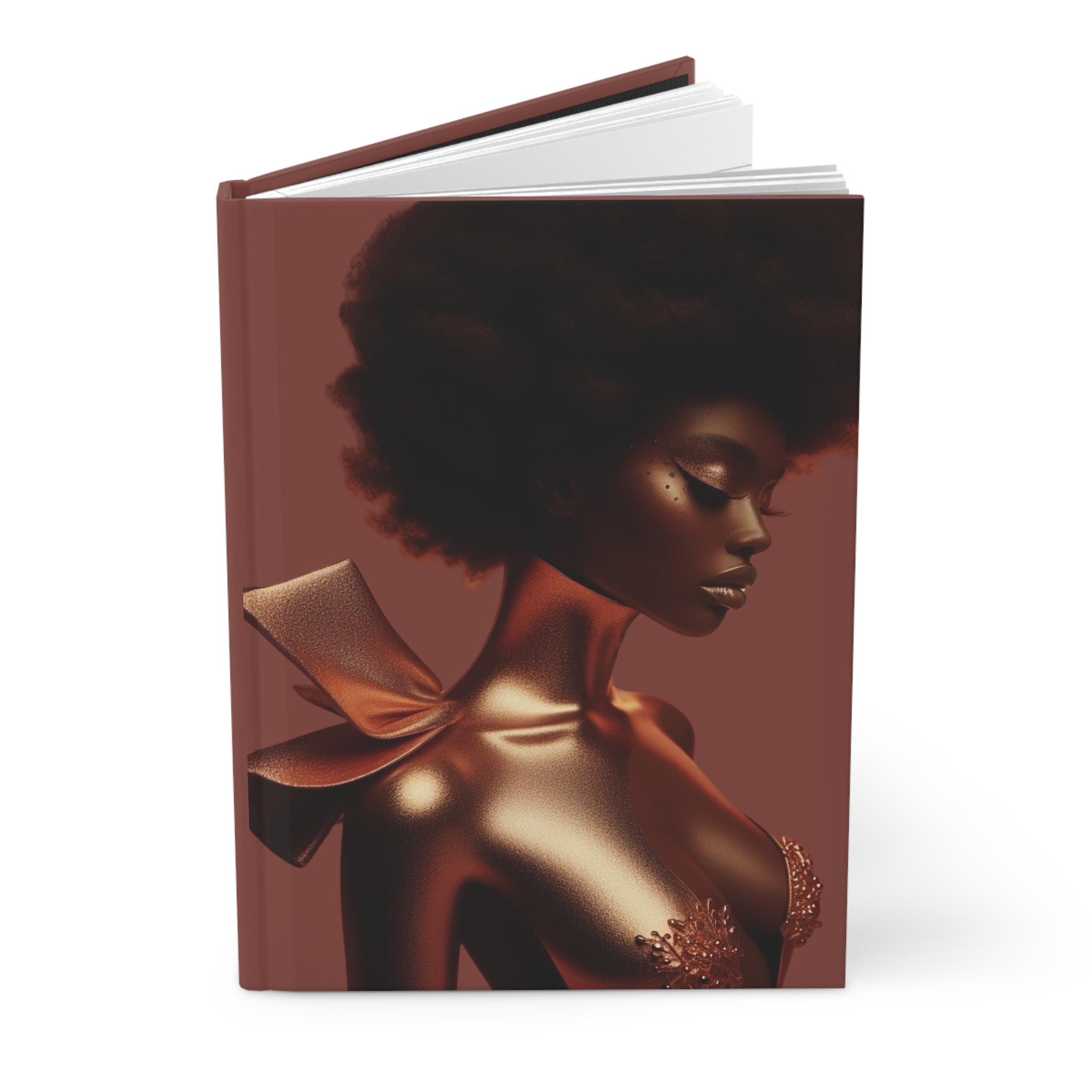 Gifted Bronzed Afro Goddess Portrait Hardcover Journal — Notebook - Image 3