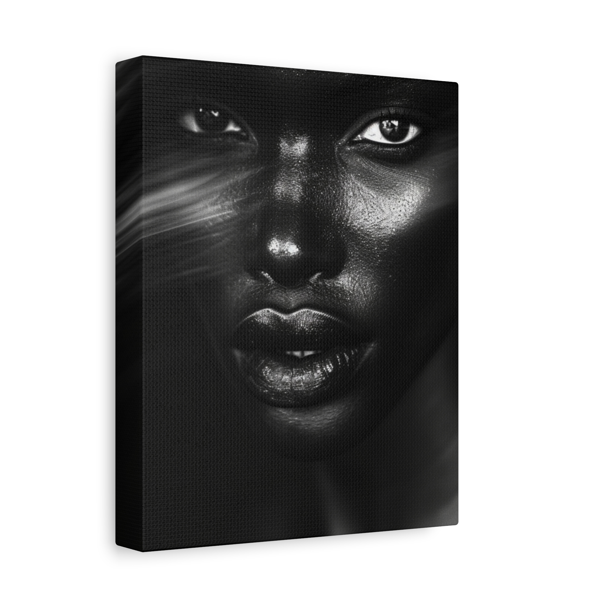 Striking Black Elegance Gaze Portrait Canvas - Image 2