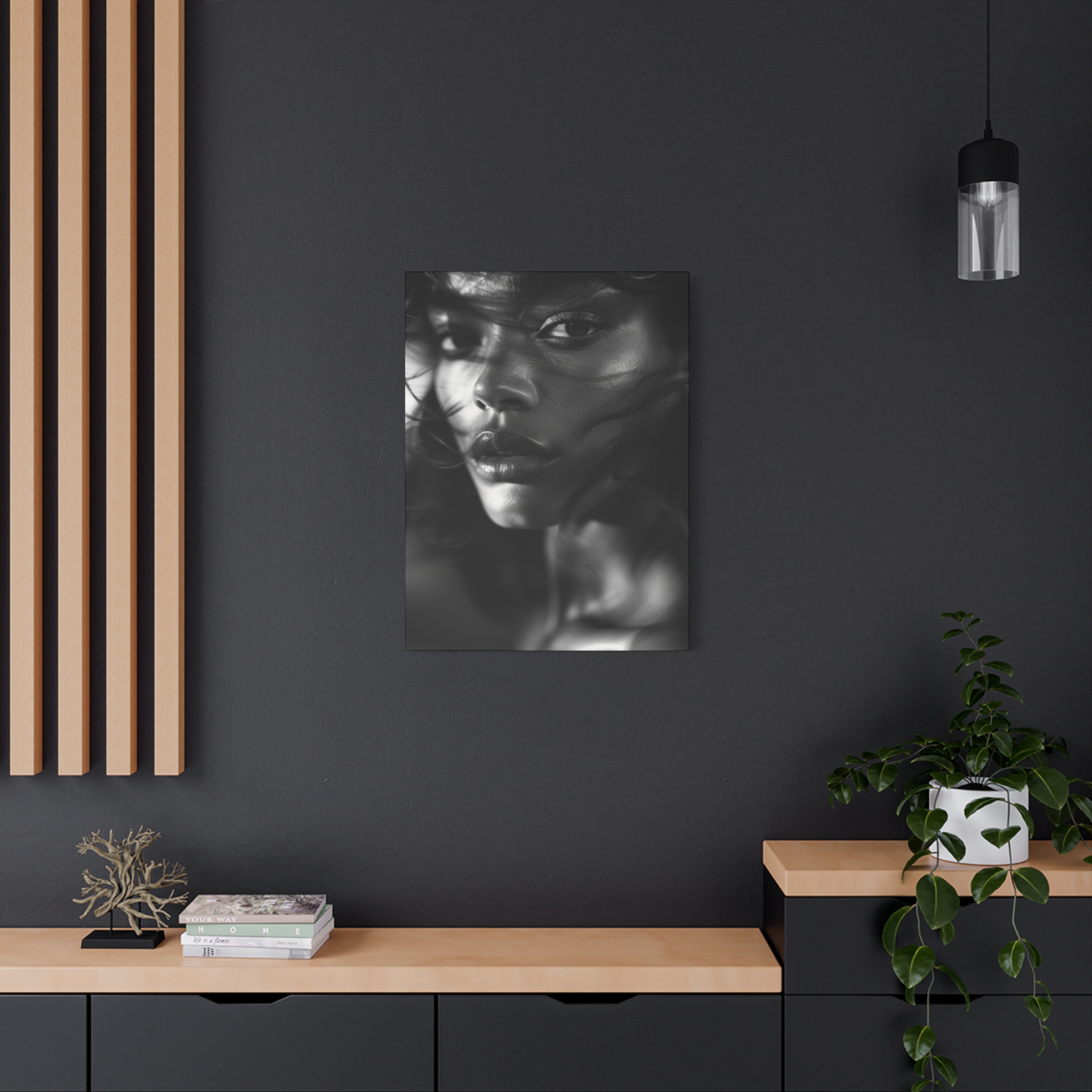 Profound Intensity Black & White Portrait Matte Canvas Print — Wall Art - Image 24