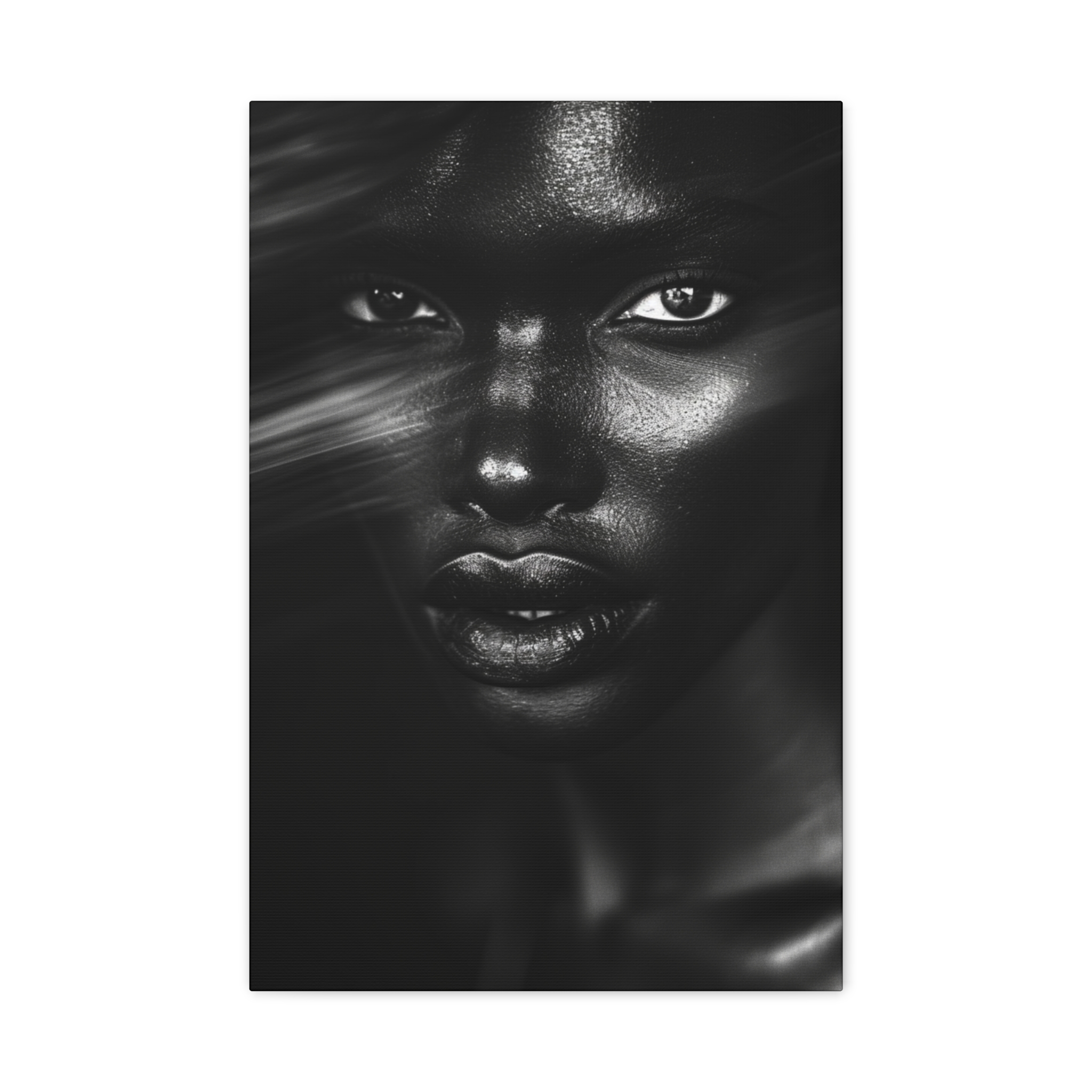 Striking Black Elegance Gaze Portrait Canvas - Image 25