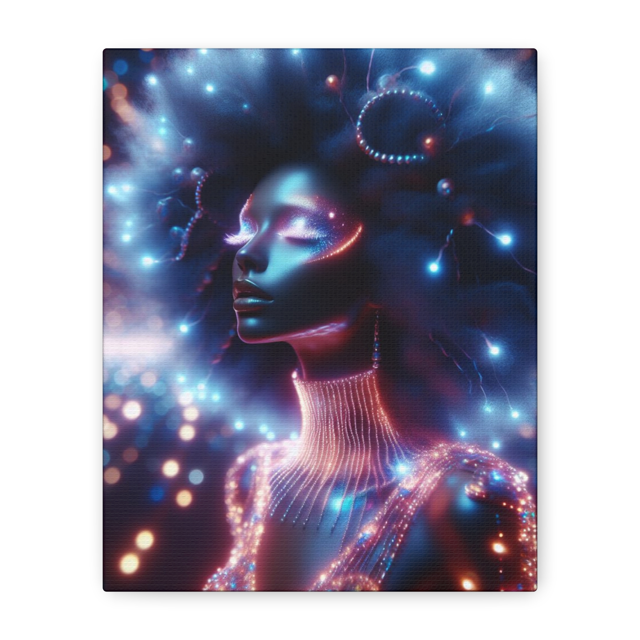 Galatica Futuristic Neon Muse Matte Canvas Print