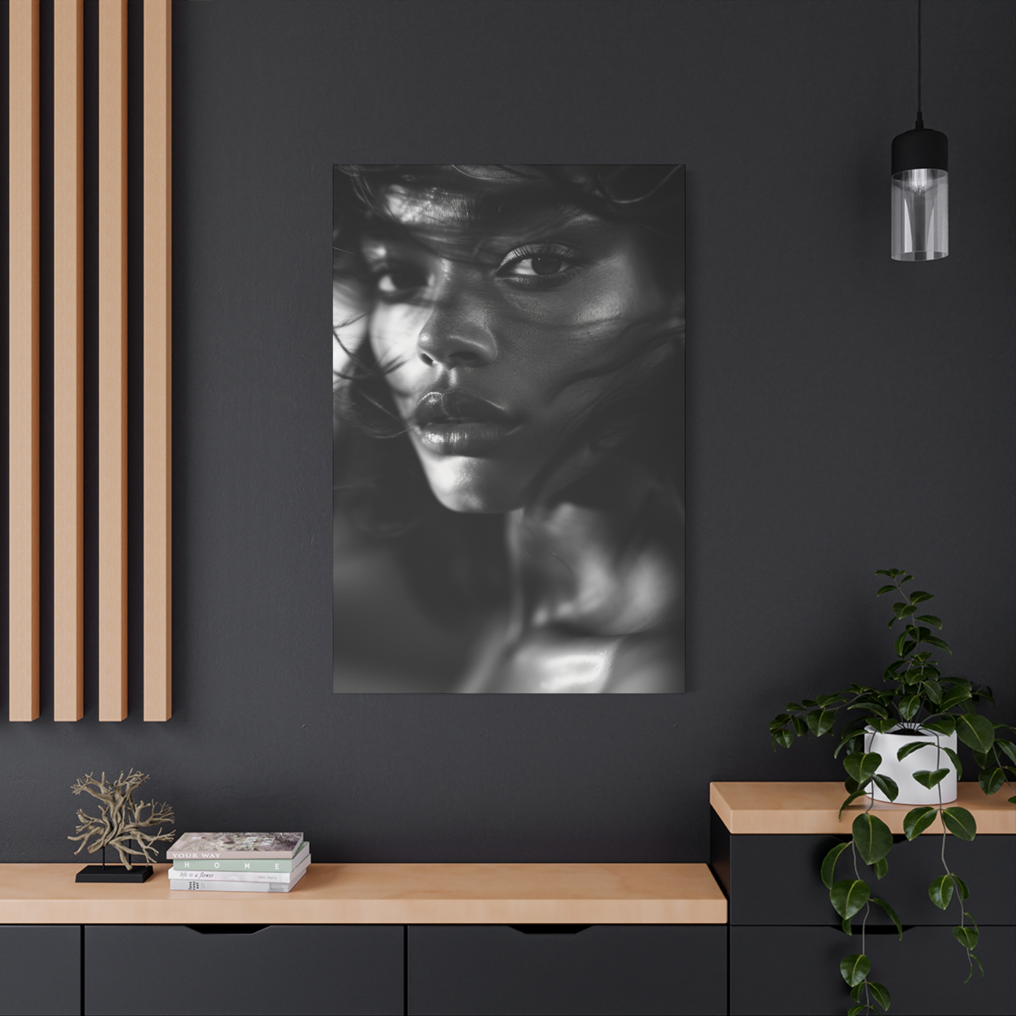 Profound Intensity Black & White Portrait Matte Canvas Print — Wall Art - Image 36