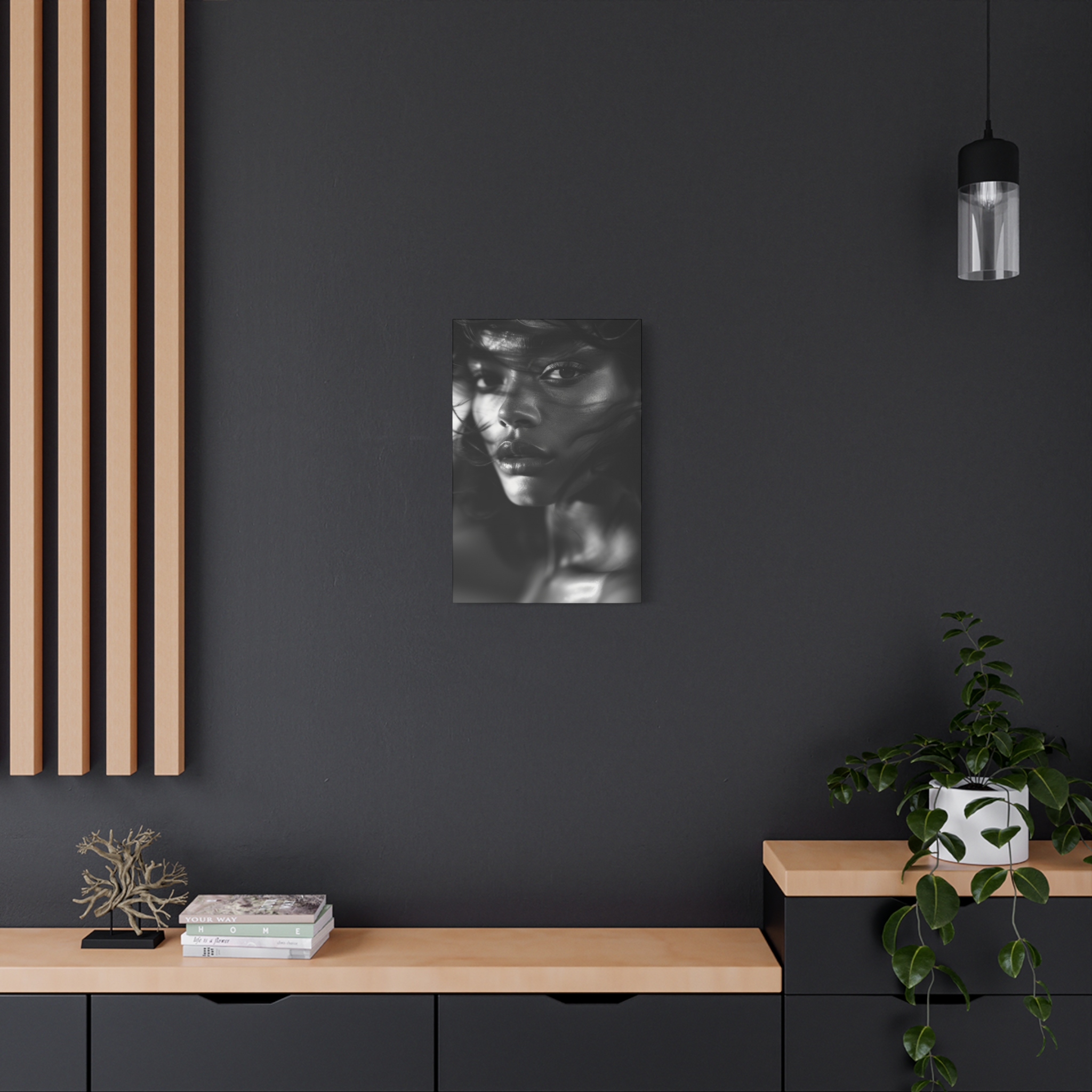 Profound Intensity Black & White Portrait Matte Canvas Print — Wall Art - Image 8