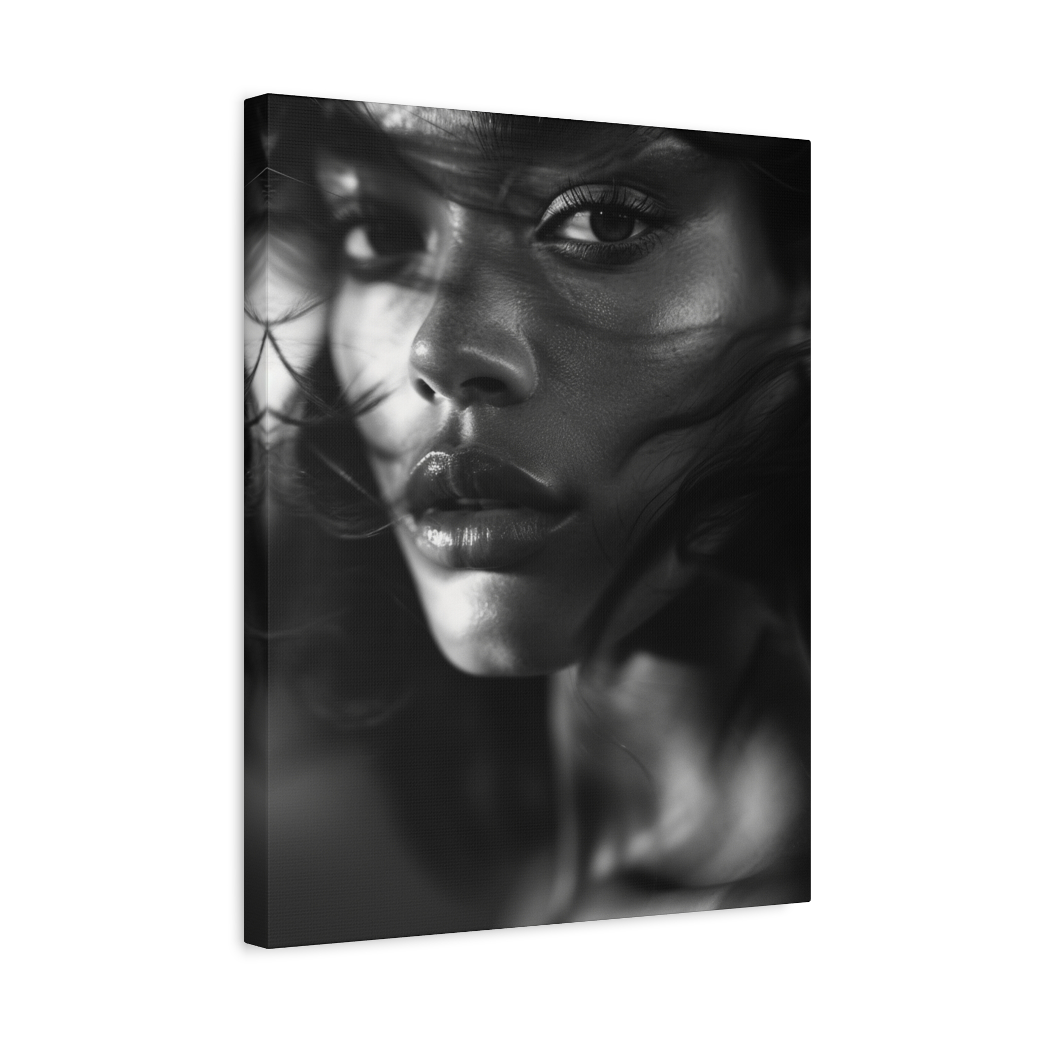 Profound Intensity Black & White Portrait Matte Canvas Print — Wall Art - Image 2