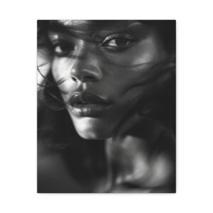 Profound Intensity Black & White Portrait Matte Canvas Print — Wall Art