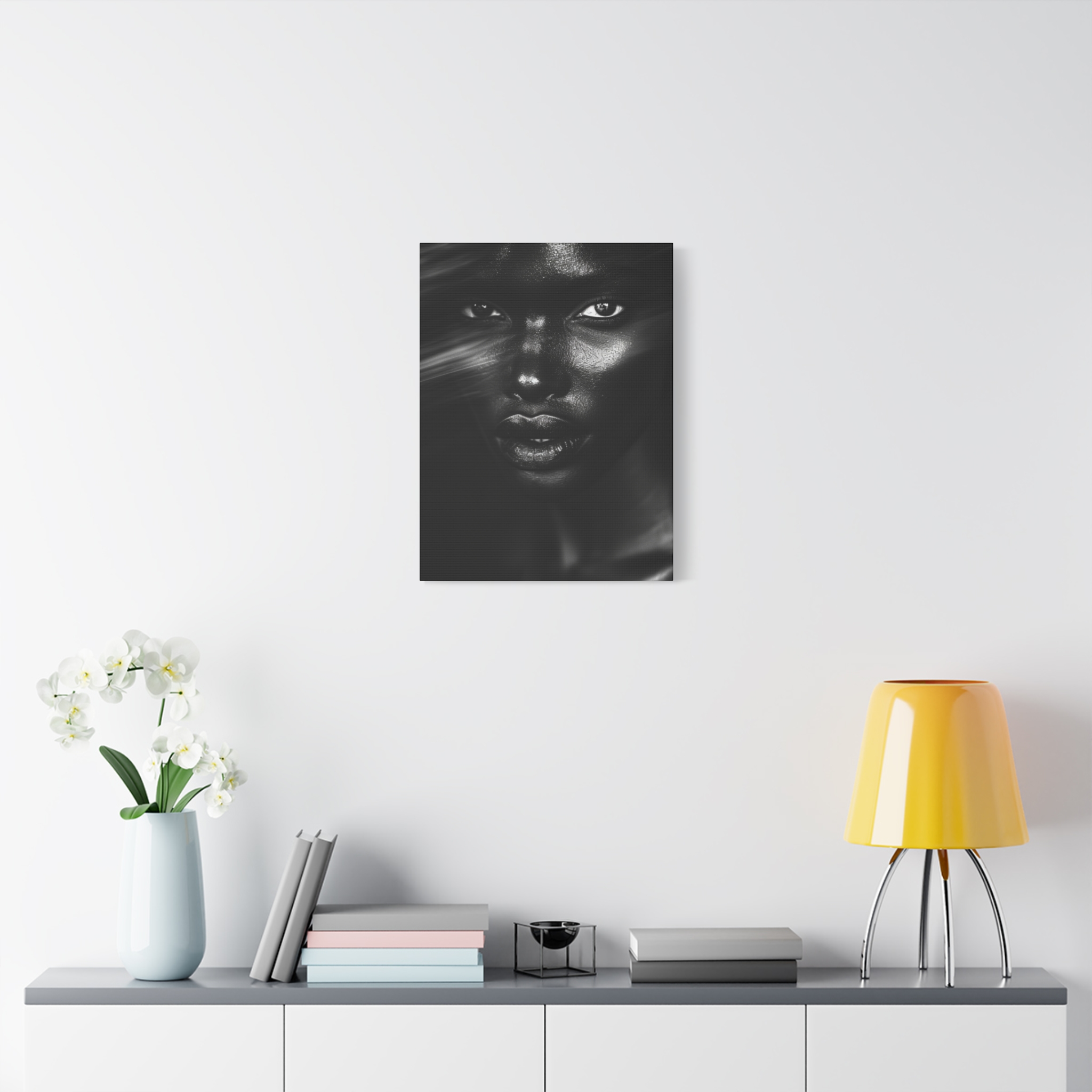 Striking Black Elegance Gaze Portrait Canvas - Image 31