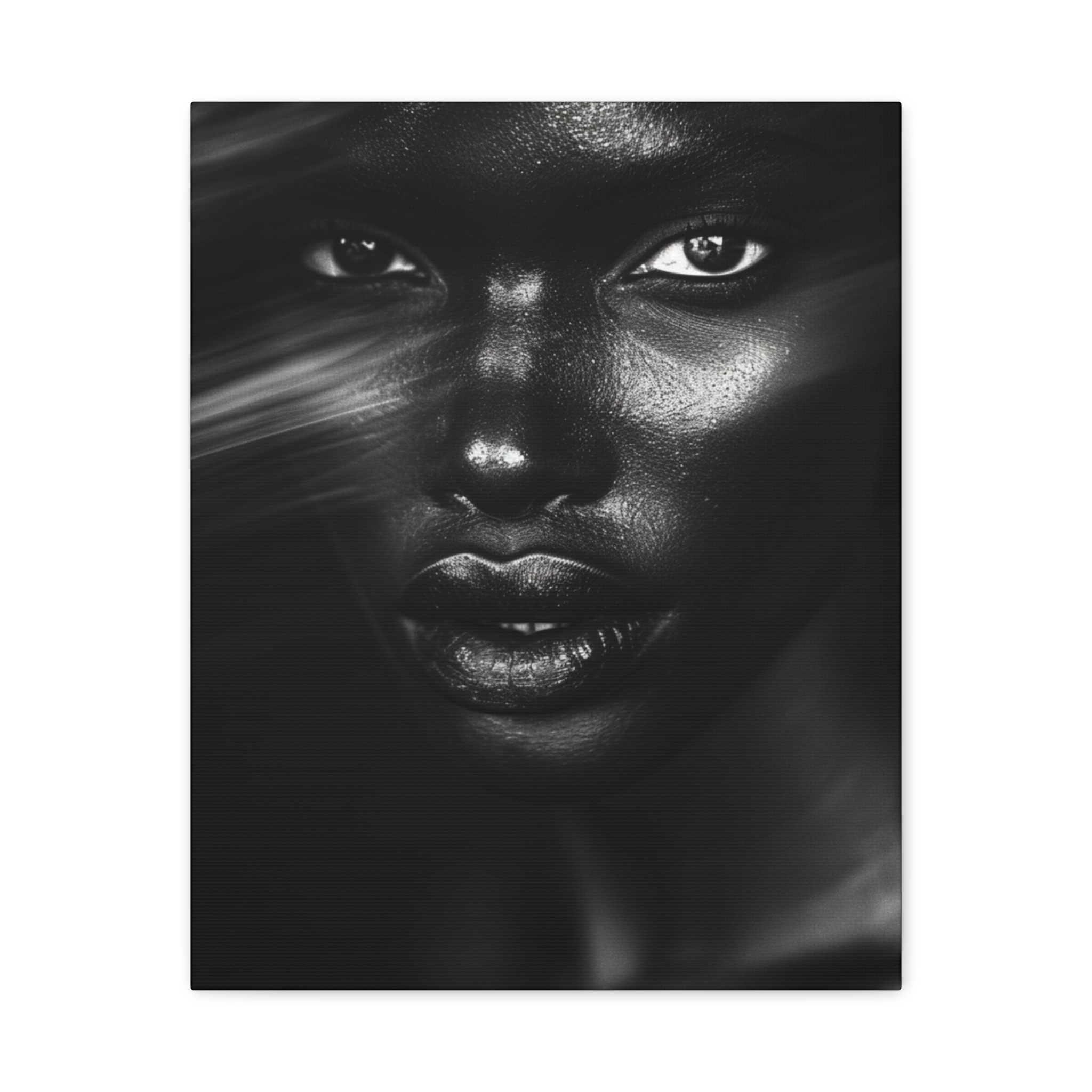 Striking Black Elegance Gaze Portrait Canvas - Image 21