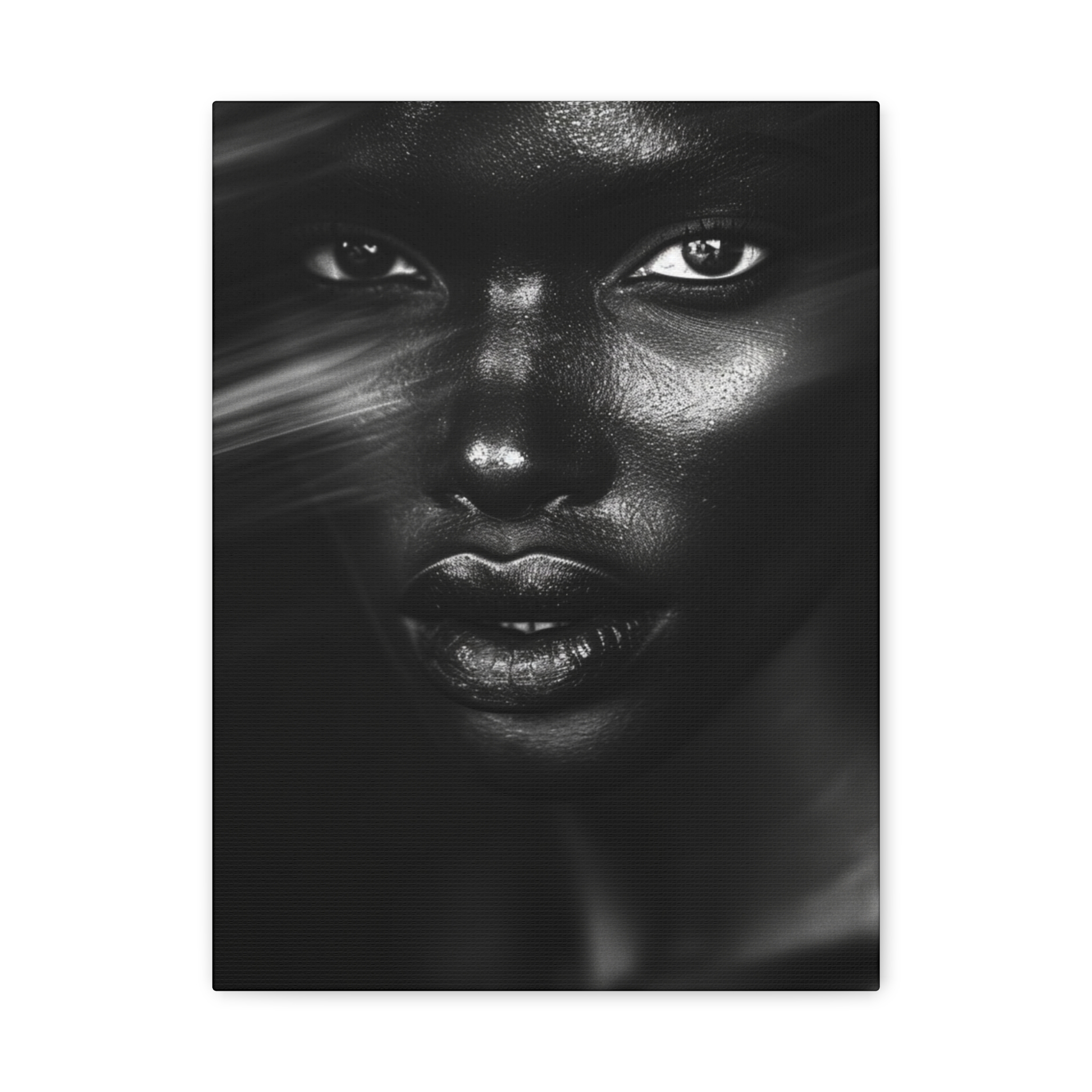 Striking Black Elegance Gaze Portrait Canvas - Image 13